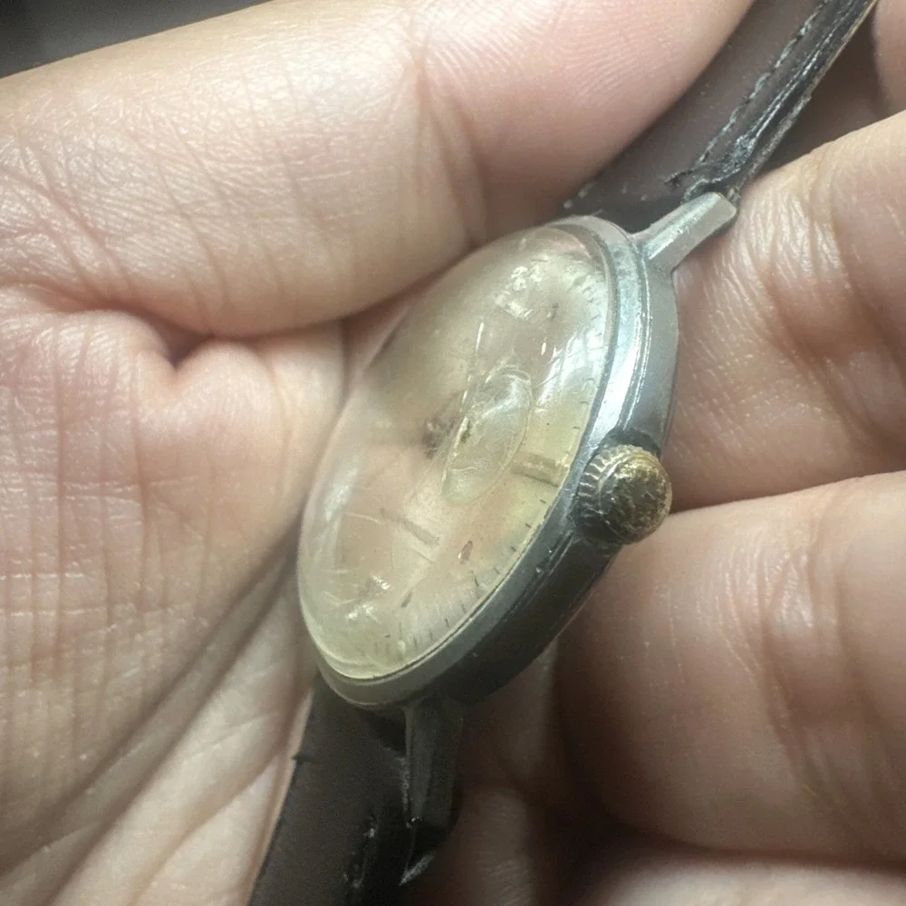 Working VTG 1967 Timex Marlin Dot-Dash Manual Wind Rare Watch 33mm -Bad Crystal